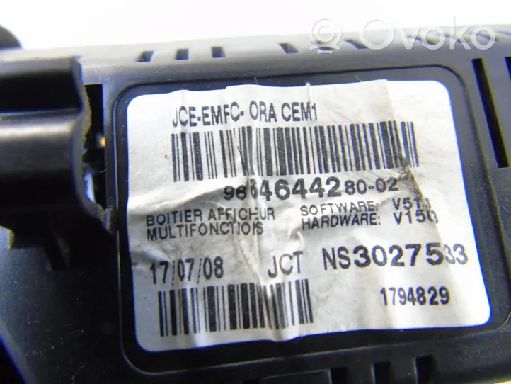 Peugeot 308 Monitor / wyświetlacz / ekran 9664644280