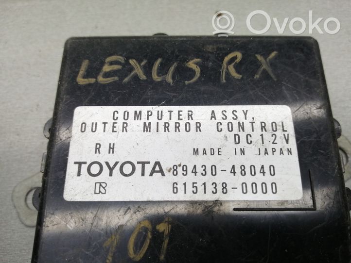 Lexus RX 330 - 350 - 400H Moduł / Sterownik lusterek bocznych 8943048040