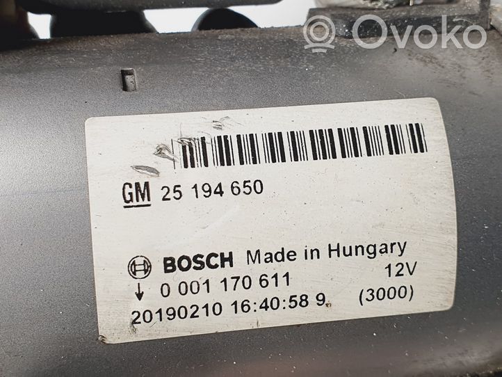 Opel Adam Starter motor 25194650 0001170611