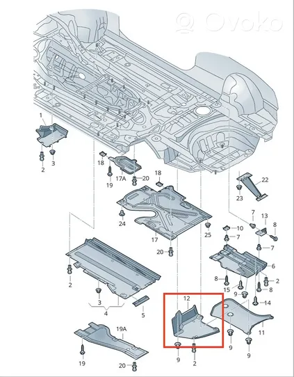 Audi A4 S4 B8 8K Copertura/vassoio sottoscocca posteriore 