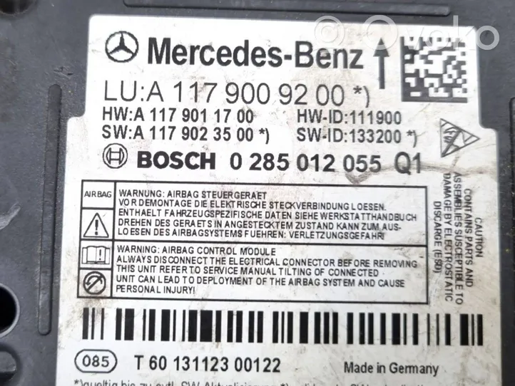 Mercedes-Benz A W176 Turvatyynyn ohjainlaite/moduuli 0285012055