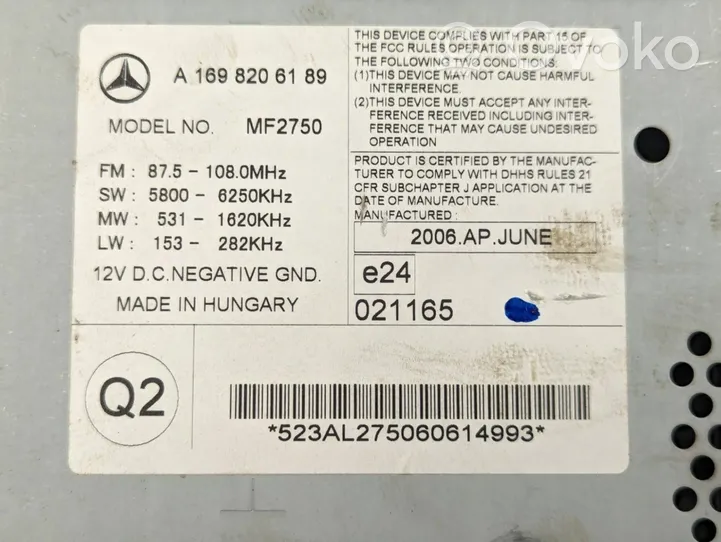 Mercedes-Benz B W245 Radija/ CD/DVD grotuvas/ navigacija A1698206189