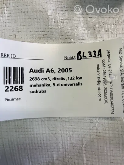 Audi A6 S6 C6 4F Interrupteur d'éclairage de la cabine dans le panneau 4F0927123A