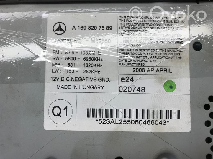 Mercedes-Benz A W169 Radija/ CD/DVD grotuvas/ navigacija A1698207589