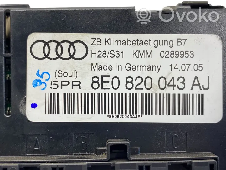 Audi A4 S4 B7 8E 8H Ilmastoinnin ohjainlaite 8E0820043AJ