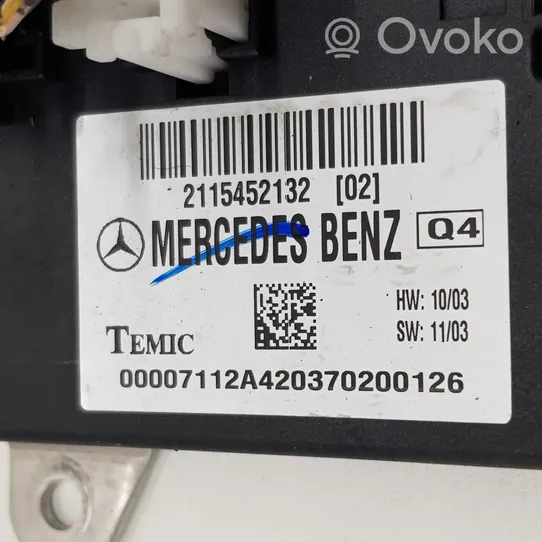 Mercedes-Benz E W211 Module de contrôle carrosserie centrale 2115452132