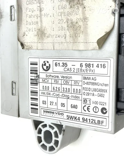 BMW 5 E60 E61 Unité de contrôle module CAS 6981416