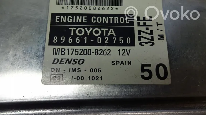 Toyota Corolla E120 E130 Unité de commande, module ECU de moteur 89661-02750