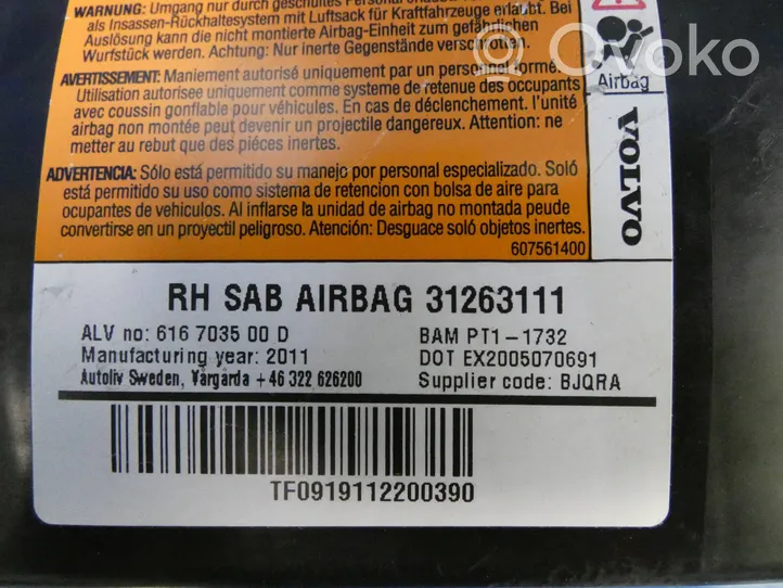 Volvo V60 Airbag de siège 31263111