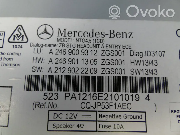 Mercedes-Benz CLA C117 X117 W117 Radio/CD/DVD/GPS-pääyksikkö A2469009312