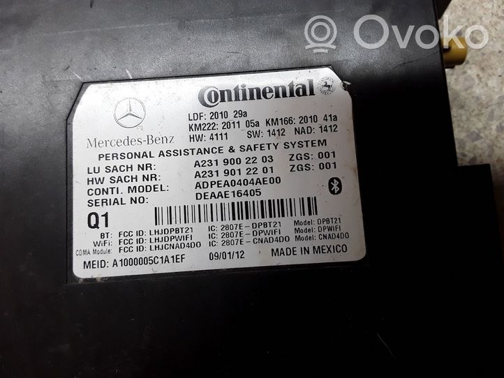 Mercedes-Benz GL X166 Centralina/modulo telefono A2319002203