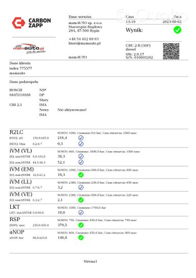 Peugeot 307 CC Injektor Einspritzdüse 0445110188