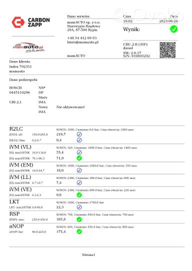 Honda FR-V Injecteur de carburant 0445110296