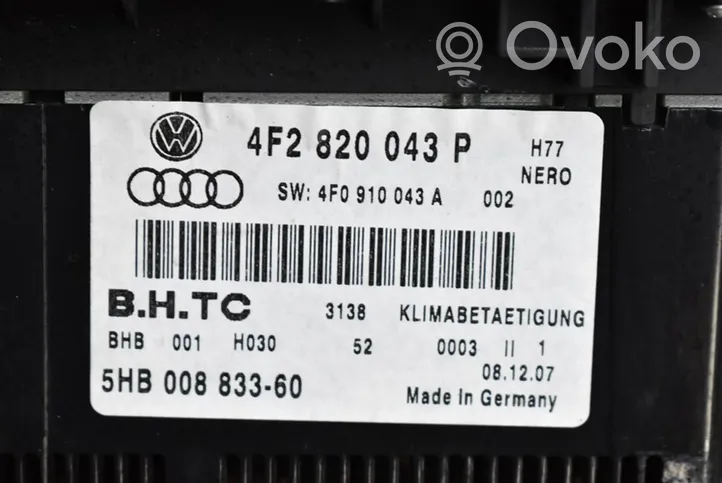 Audi A6 Allroad C6 Unité de contrôle climatique 4F2820043P