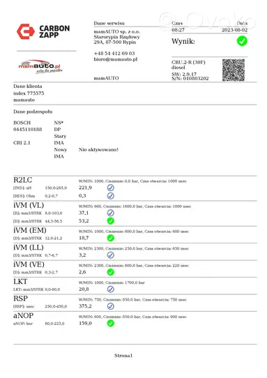 Peugeot 307 CC Injektor Einspritzdüse 0445110188