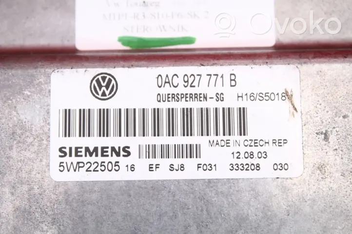 Volkswagen Touareg I Galios (ECU) modulis 0AC927771B