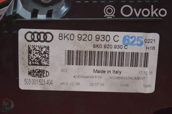 Audi A4 S4 B8 8K Spidometras (prietaisų skydelis) 8K0920930C