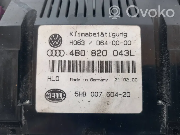 Audi A6 S6 C5 4B Centralina del climatizzatore 4B0820043L