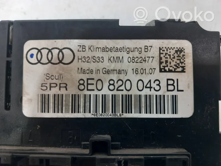 Audi A4 S4 B7 8E 8H Panel klimatyzacji 8E0820043BL