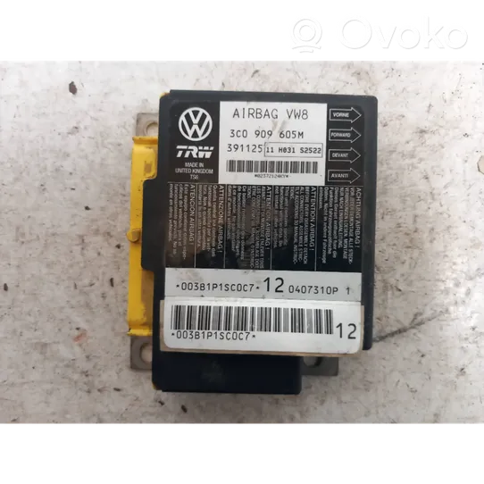 Volkswagen PASSAT B6 Turvatyynyn ohjainlaite/moduuli 3C0909605M