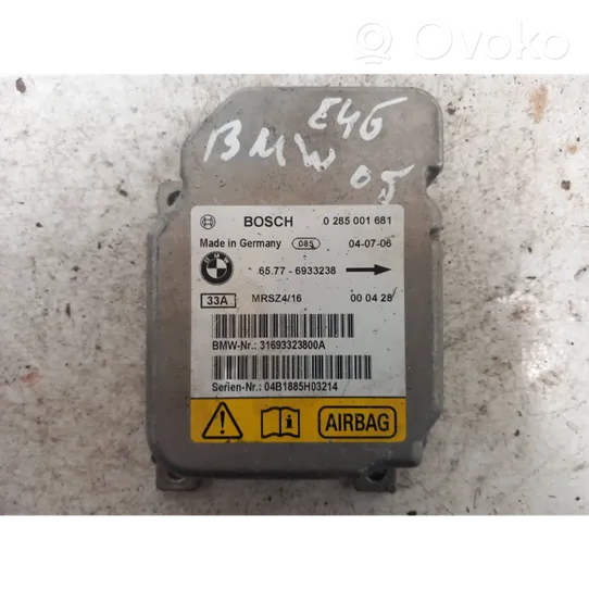 BMW 3 E46 Gaisa spilvenu vadības bloks 6933238