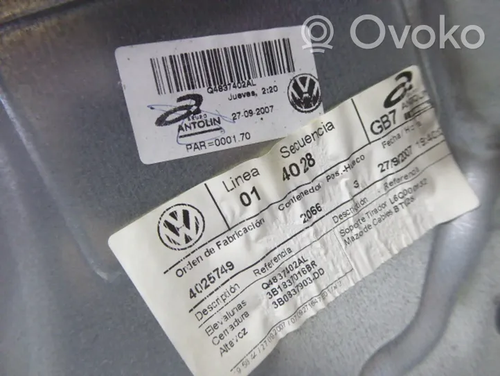 Volkswagen Polo IV 9N3 Mechaninis priekinio lango pakėlimo mechanizmas 3B0837903DD