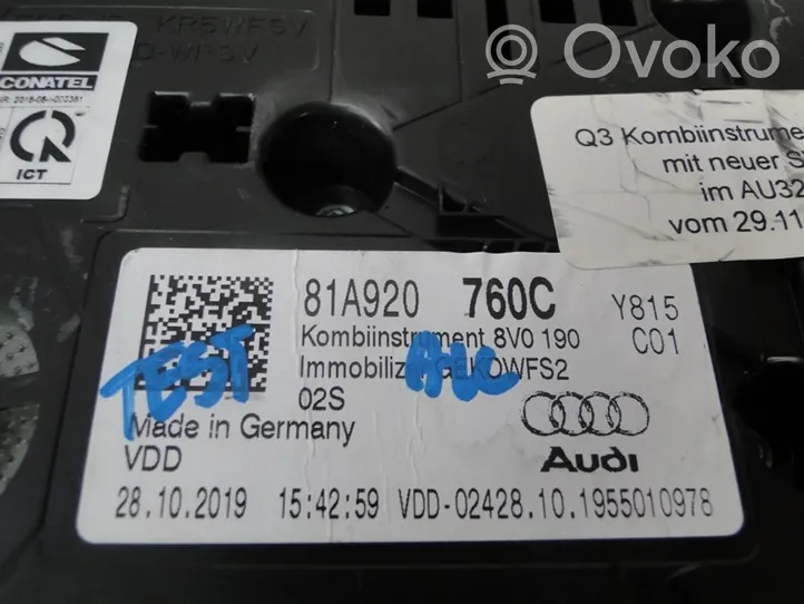 Audi Q2 - Tachimetro (quadro strumenti) 81A920760C
