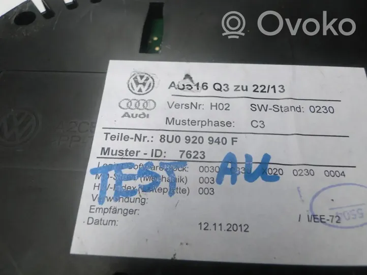 Audi RS Q3 Tachimetro (quadro strumenti) 8U0920940F