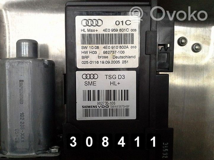 Audi A8 S8 D3 4E Alzacristalli della portiera anteriore con motorino 4E0910802A