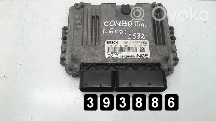 Opel Combo D Komputer / Sterownik ECU i komplet kluczy 