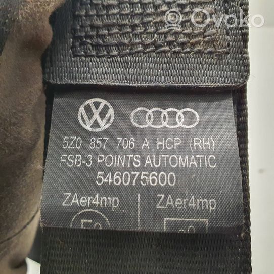 Volkswagen Fox Pas bezpieczeństwa fotela przedniego 5Z0857706A