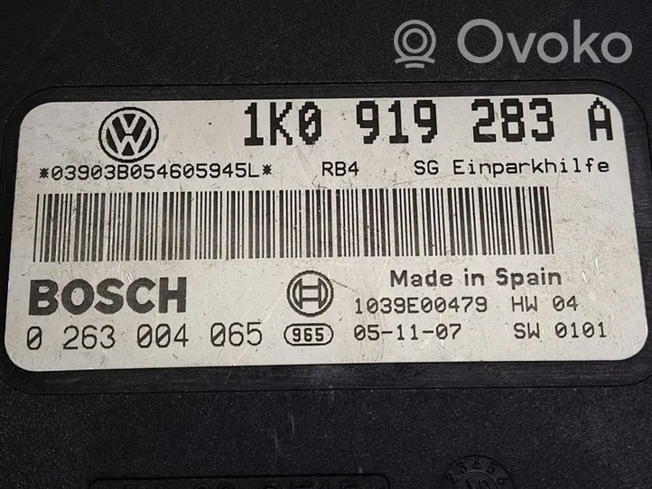 Volkswagen Golf V Unité de commande, module PDC aide au stationnement 1K0919283A