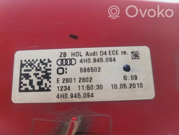 Audi A8 S8 D4 4H Takaluukun takavalot 4H0945094