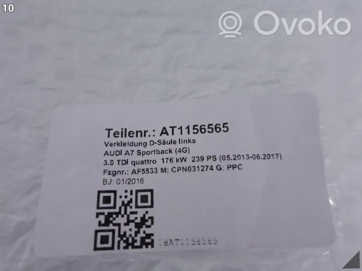 Audi A7 S7 4G D-pilarin verhoilu (alaosa) 4G8867246