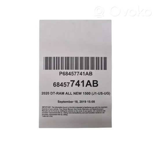 Ram 1500 Carnet d'entretien d'une voiture P68457741AB