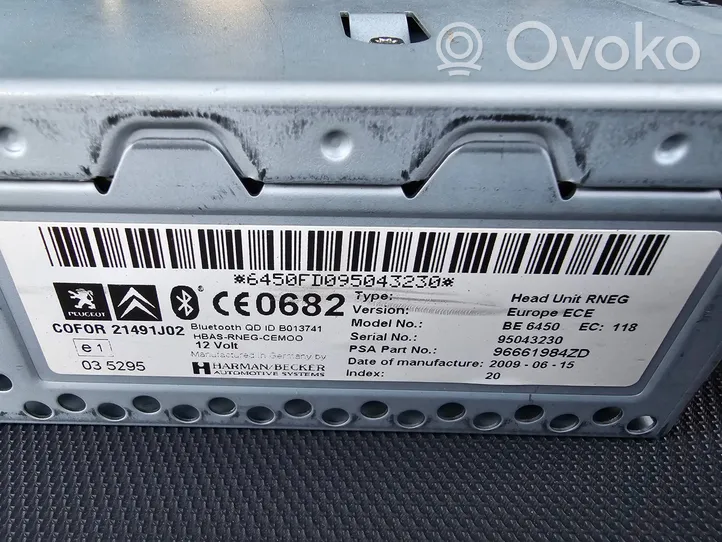 Citroen C5 Radio/CD/DVD/GPS-pääyksikkö 96661984ZD