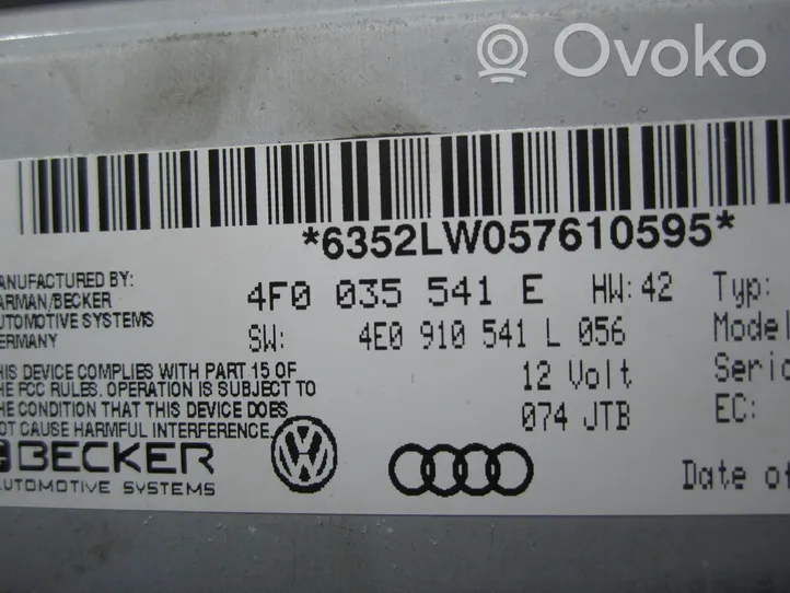 Audi A6 S6 C6 4F Radio/CD/DVD/GPS-pääyksikkö 4F0035541E