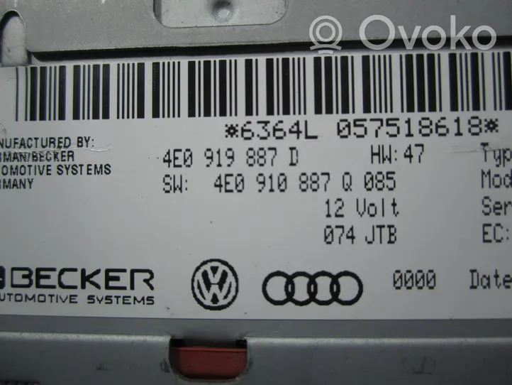 Audi A6 S6 C6 4F Unité de navigation Lecteur CD / DVD 4E0919887D