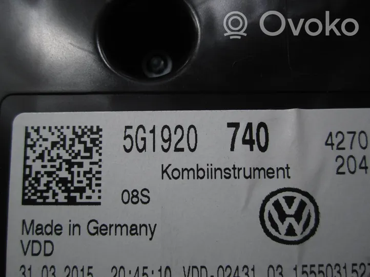 Volkswagen Golf VII Compteur de vitesse tableau de bord 5G1920740