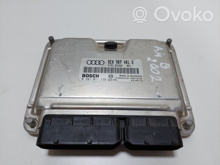 Audi A4 S4 B6 8E 8H Dzinēja vadības bloks 8E0907401Q