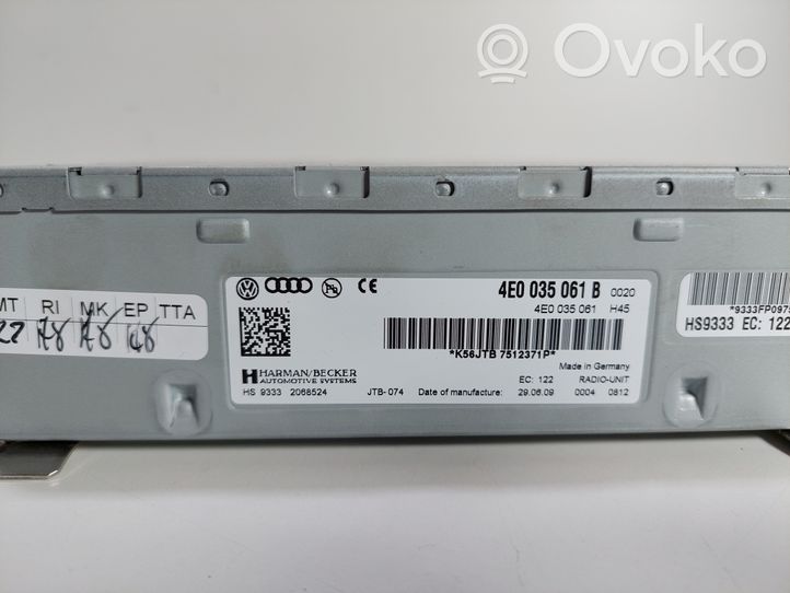 Audi A8 S8 D3 4E Panel / Radioodtwarzacz CD/DVD/GPS 4E0035061B