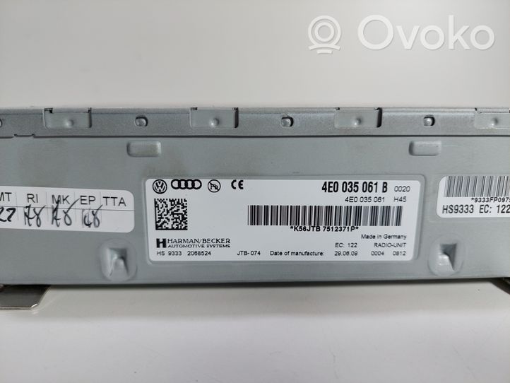 Audi A8 S8 D3 4E Unità principale autoradio/CD/DVD/GPS 4E0035061B