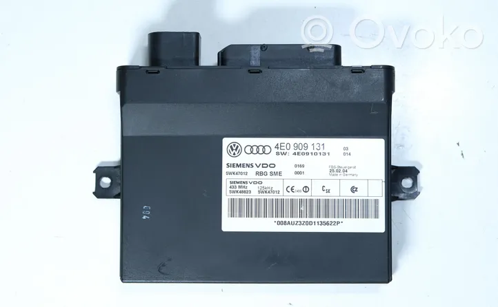 Audi A8 S8 D3 4E Module de contrôle sans clé Go 4E0909131