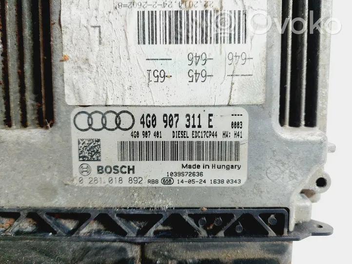 Audi A6 C7 Dzinēja vadības bloka kārba 4G0907311E