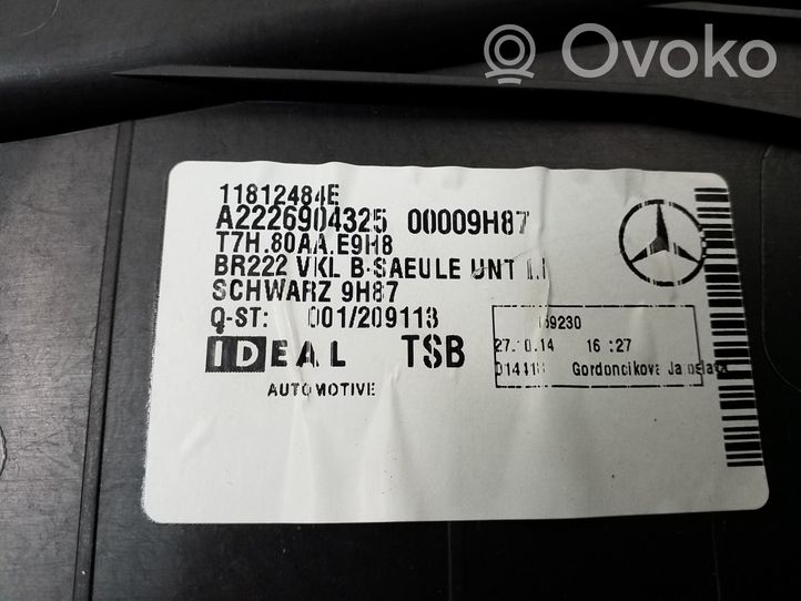 Mercedes-Benz S W222 B-pilarin verhoilu (alaosa) A2226904325