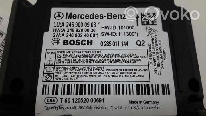 Mercedes-Benz B W246 W242 Turvatyynyn ohjainlaite/moduuli A2469000903