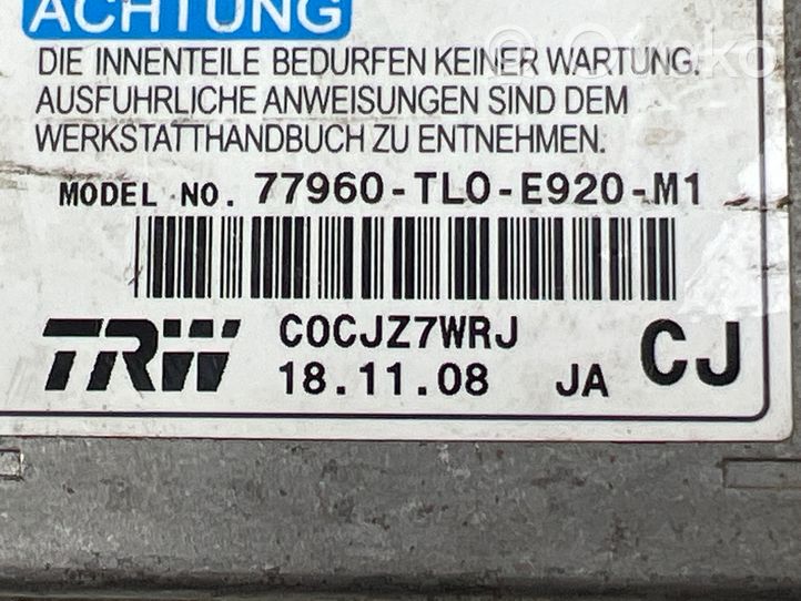 Honda Accord Module de contrôle airbag 77960TL0E920M1