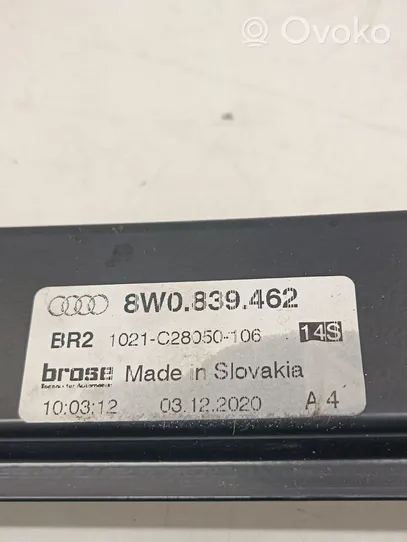 Audi A4 S4 B9 8W Aizmugurē elektriskais loga pacelšanas mehānisms bez motoriņa 8W0839462