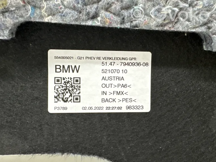 BMW 3 G20 G21 Panneau, garniture de coffre latérale 7940936