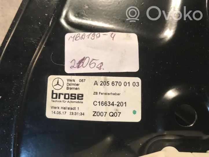 Mercedes-Benz C AMG W205 Mécanisme lève-vitre de porte arrière avec moteur A2056700103